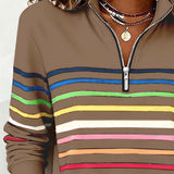 Vienna – Bluza cu fermoar și dungi în culorile curcubeului