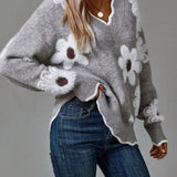 Thea | Pulover floral elegant cu decolteu în V