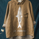 Federica – Cămașă din in cu imprimeu