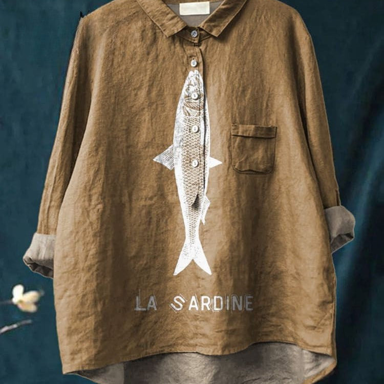 Federica – Cămașă din in cu imprimeu