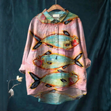 Emanuela – Camasa din in cu imprimeu