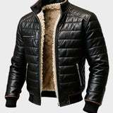 Alex | Jachetă matlasată neagră cu căptușeală Sherpa