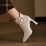 ALINA | Botine Signature cu Toc & Cataramă Oversize