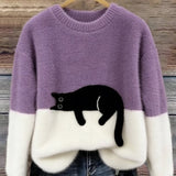 Luna | Hanorac pentru femei cu imprimeu cu pisică