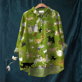 Lavinia – Cămașă din in cu imprimeu