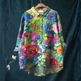 Renata – Cămașă din in cu imprimeu