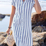 Lillian | Rochie Elegantă cu Dungi și Decolteu în V