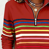 Vienna – Bluza cu fermoar și dungi în culorile curcubeului