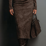 Lorena | Rochie midi largă maro