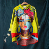 Margherita – Camasa din in cu imprimeu