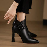 ALINA | Botine Signature cu Toc & Cataramă Oversize