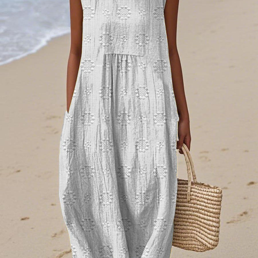 Bianca | Rochie Lungă Imprimată cu Acoperire pentru Abdomen