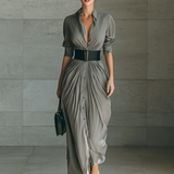 Zahara | Rochie lungă plisată cu curea