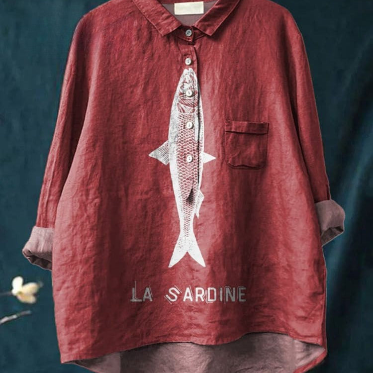 Federica – Cămașă din in cu imprimeu