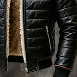 Alex | Jachetă matlasată neagră cu căptușeală Sherpa