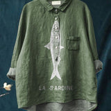 Federica – Cămașă din in cu imprimeu