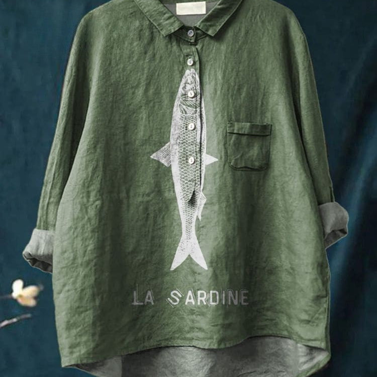 Federica – Cămașă din in cu imprimeu