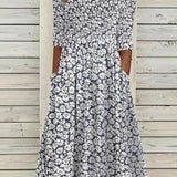 Francesca | Rochie Midi Florală cu Buzunare