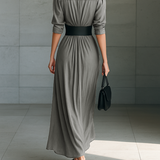 Zahara | Rochie lungă plisată cu curea