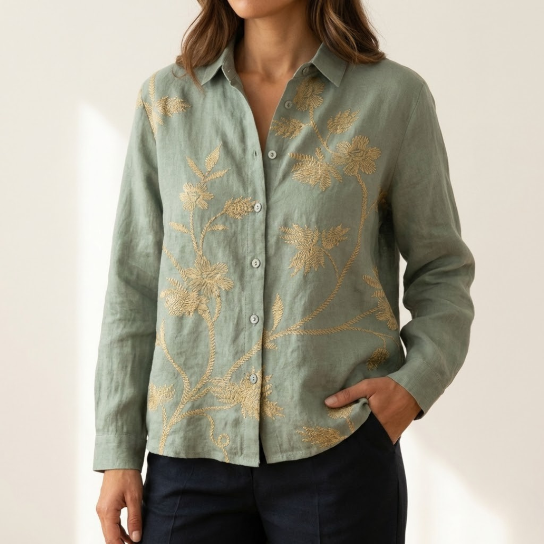 Tiziana – Cămașă din in cu imprimeu