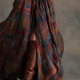 Beatriz | Rochie lungă cu carouri și curea