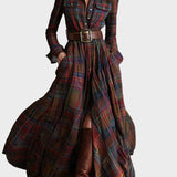 Beatriz | Rochie lungă cu carouri și curea