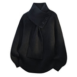 Ariane – Pulover elegant tricotat cu guler tip eșarfă