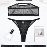Eline™ | Set de Lenjerie din Mesh Transparent 4 Piese cu Sutien & Funda