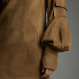 Beli | Rochie mini lejeră din ante cu guler înalt