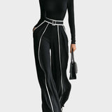 Emma | Set elegant din două piese cu guler înalt și pantaloni largi