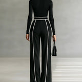 Emma | Set elegant din două piese cu guler înalt și pantaloni largi