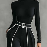 Emma | Set elegant din două piese cu guler înalt și pantaloni largi