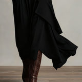 Sandra | Rochie Maxi Plisată Asimetrică cu Guler Înalt Mov