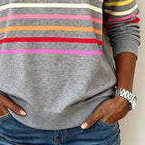 Vienna – Bluza cu fermoar și dungi în culorile curcubeului