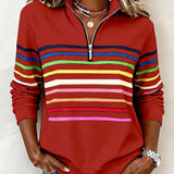 Vienna – Bluza cu fermoar și dungi în culorile curcubeului