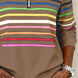 Vienna – Bluza cu fermoar și dungi în culorile curcubeului