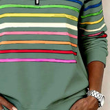 Vienna – Bluza cu fermoar și dungi în culorile curcubeului