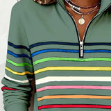 Vienna – Bluza cu fermoar și dungi în culorile curcubeului