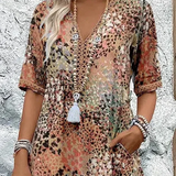 Sofía | Rochie Midi Florală Elegantă cu Acoperire pentru Abdomen