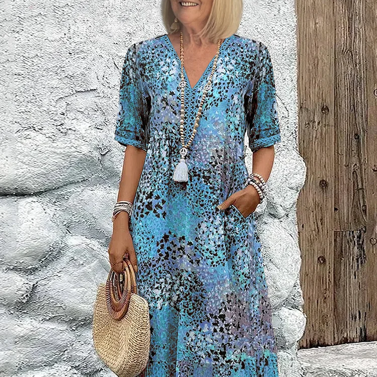 Sofía | Rochie Midi Florală Elegantă cu Acoperire pentru Abdomen