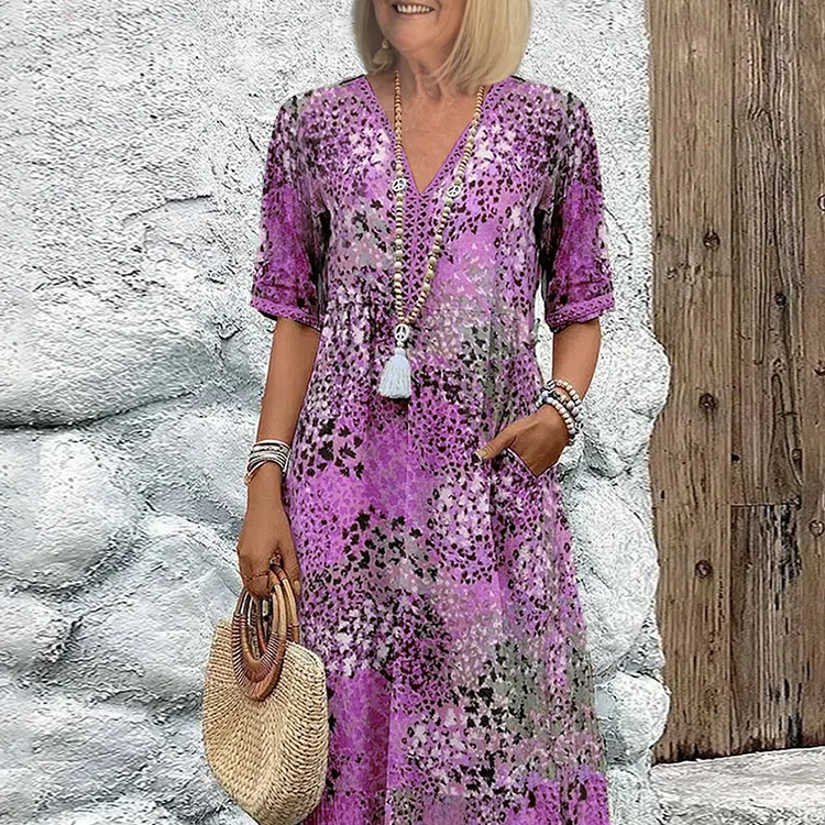 Sofía | Rochie Midi Florală Elegantă cu Acoperire pentru Abdomen