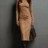 Lorena | Rochie midi largă maro