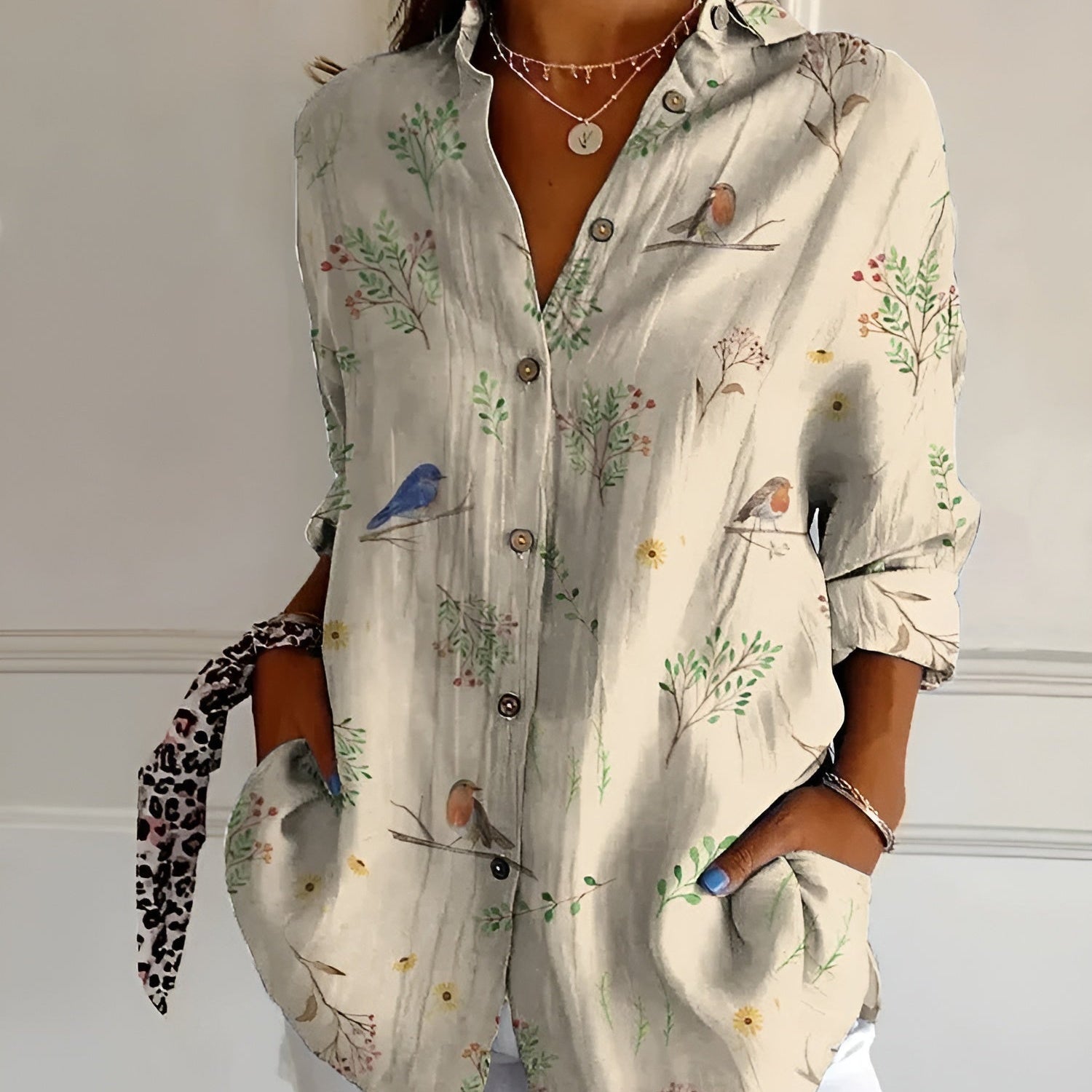 Avril | Bluză sofisticată cu imprimeuri playful